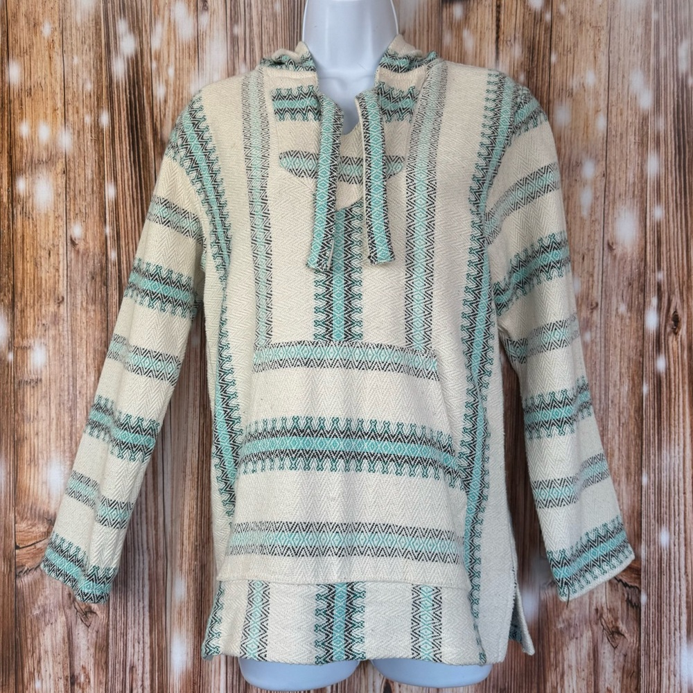 Original Senor Lopez White and Turquoise Baja Beach Hoodie